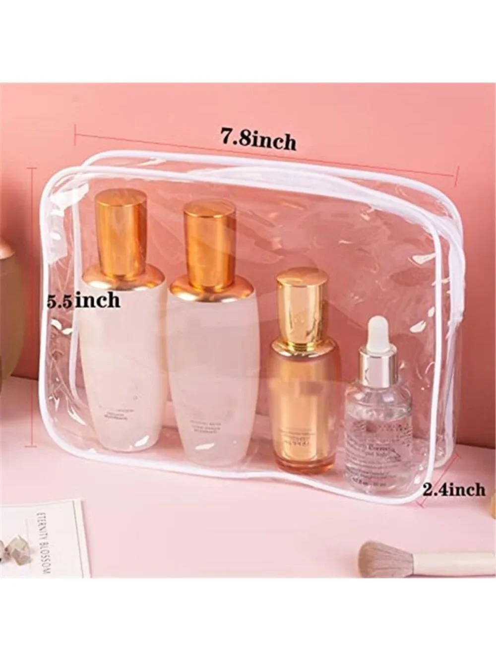 20 Pack Clear Cosmetic Bags Waterproof Travel Toiletry Makeup Zipper PVC Pouches